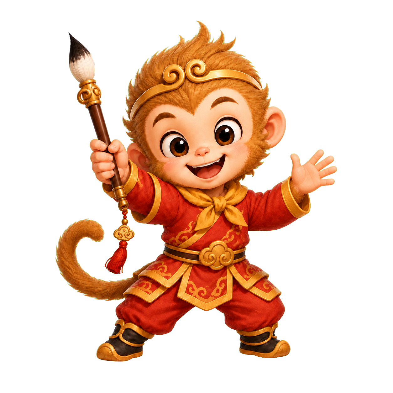 Linh vật Wuko vui vẻ cầm bút lông